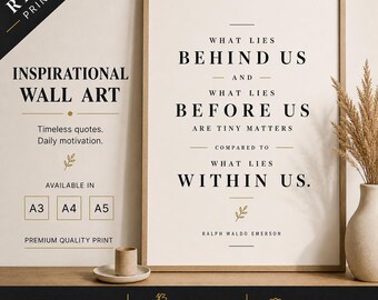 Ralph Waldo Emerson Zitat Print, Minimalistische Creme Typografie Wandkunst, Inspirational Mindset Poster