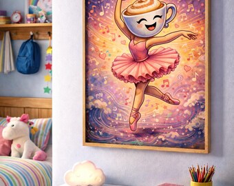 Ballerina Cappuccina Wall Art – Italian Brainrot Ballet Print for