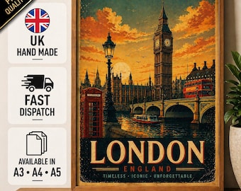 Big Ben London Reiseplakat, Weinlese-roter Bus, Häuser des parlaments Kunstdruck