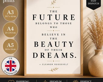 Eleanor Roosevelt Zitat Druck, Minimalistische botanische Wandkunst, Dreams Poster, creme gold Typografie