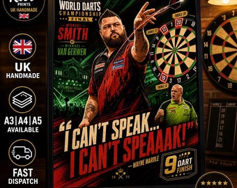 Michael Smith Nine Dart Finish Druck, PDC WM Wandkunst, Ally Pally Decor