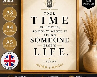 Seneca Zitat Print, Your Time Is Limited Wandkunst, Stoische Philosophie Poster, Lebe Dein Eigenes Leben Minimalistisches Dekor Geschenk