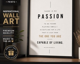 Nelson Mandela Zitat Druck, minimalistische Typografie Wandkunst, Bürodekor Poster