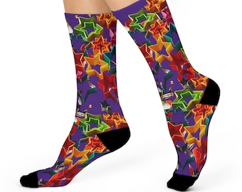 Colorful Cushioned Crew Socks: Vibrant Print, Cozy Style