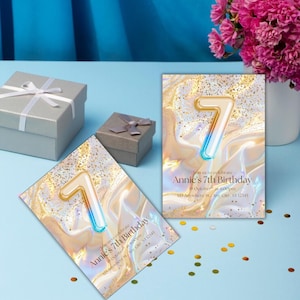 7th Birthday Invitation Girl 7th Birthday Party Invitation Rainbow Seventh Birthday Invite 7 year old Birthday Invite Editable Instant dwld