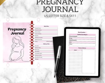 Pregnancy Journal, Expectant Mother Gift Pregnancy Planner Pregnancy Gift, Pregnancy Diary, Baby Book New Mom, Baby Shower, Digital Template
