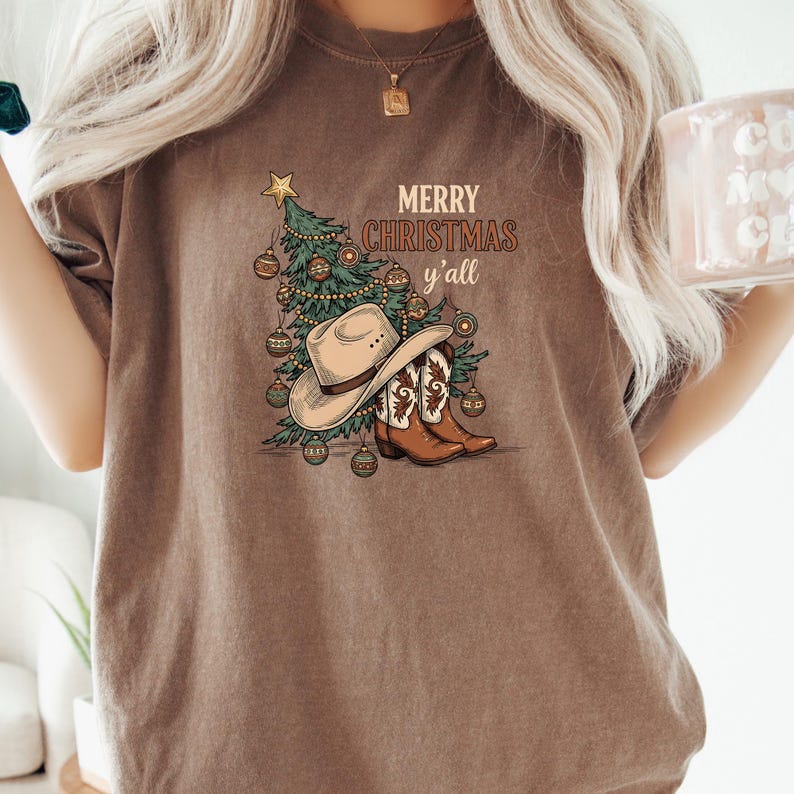 Western Christmas Shirt: Retro Cowboy Cowgirl Holiday Tee image 1