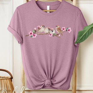 Birds on Blossom tee,Bird T-shirt, colorful birds on a branch, Nature Lover T-Shirt,T-shirt for birdwatchers, gift for bird lovers , bird