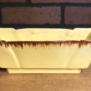 Yellow and Brown Flower Pot Planter MCM Retro