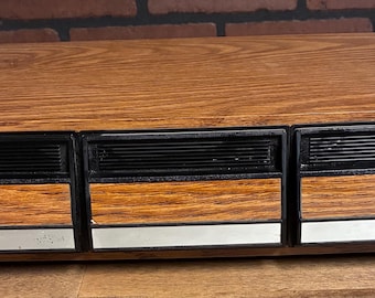 Vintage 1980's Faux Woodgrain 36 Audio Cassette Tape Storage Case Cabinet Holder
