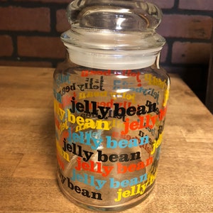 Jelly Beans Glass Candy Jar w/ Lid