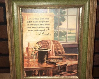 Vintage Abraham Lincoln Quote Framed Print Office President Picture Patriotic America