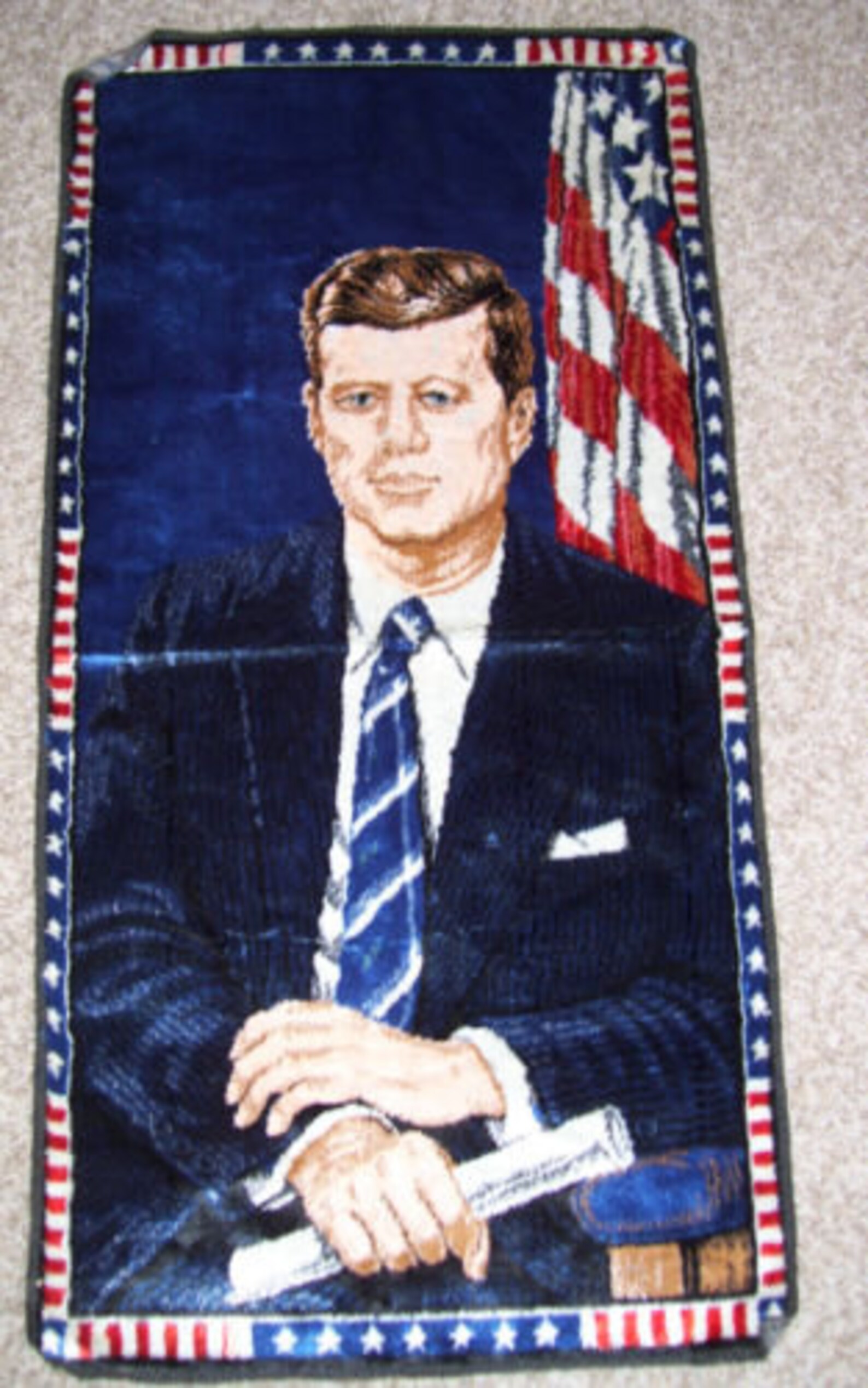 Vintage JFK Tapestry Rug John F Kennedy Wall Decor Etsy