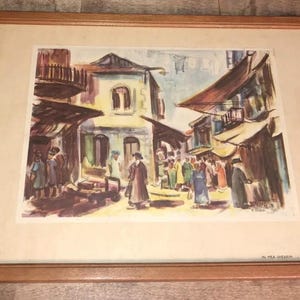 Vintage Jerusalem In Mea Shearim Framed Print Religious Jewish Quarter Israel
