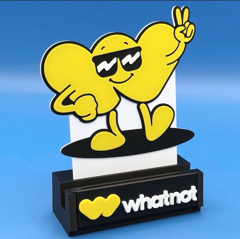Whatnot Rectangle Whatnot Trading Card TCG Display Stand 3D Printed Black Yellow W/ Back ...