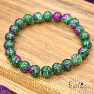 Ruby in Zoisite Beaded Bracelet | Natural Gemstone Crystal Stacking Jewellery image 2