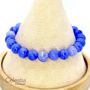 Blaue Spitze Achat Perlen Armband | Naturstein Crystal Stacking Schmuck