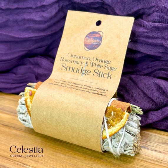 White Sage, Rosemary, Cinnamon & Orange Smudge Stick | Cleansing, Prosperity, Energy Renewal Bundle