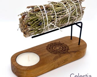 Wooden Mandala Sage and Palo Santo Heater Kit | Smudge & Incense Holder