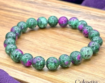 Ruby in Zoisite Beaded Bracelet | Natural Gemstone Crystal Stacking Jewellery
