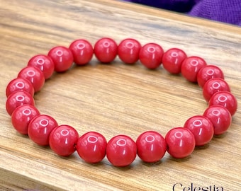 Red Coral Beaded Bracelet | Natural Gemstone Crystal Stacking Jewellery