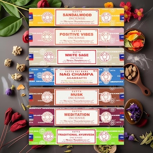Varitas de incienso Satya / Aromaterapia auténtica para la meditación y la relajación