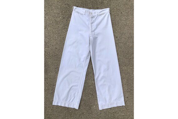 Vintage White Cotton Sailor Highwaist Pants