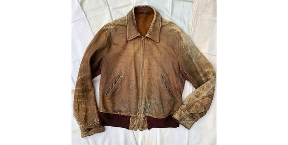 Vintage 1930's 1940's Distressed Trashed Pigskin L