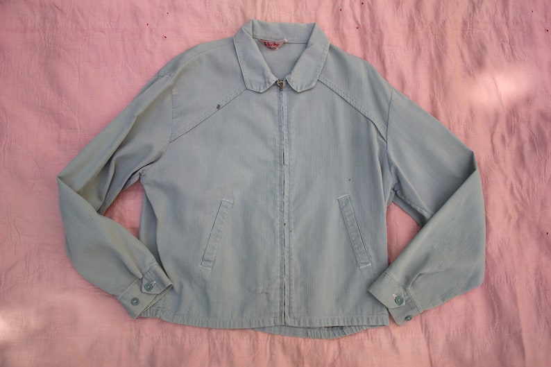 50/'s Work Wear Conmatic Zipper Vintage 1950/'s Grey Blue Zip Up Ricky Jacket Unisex Adults Outerwear Made in USA