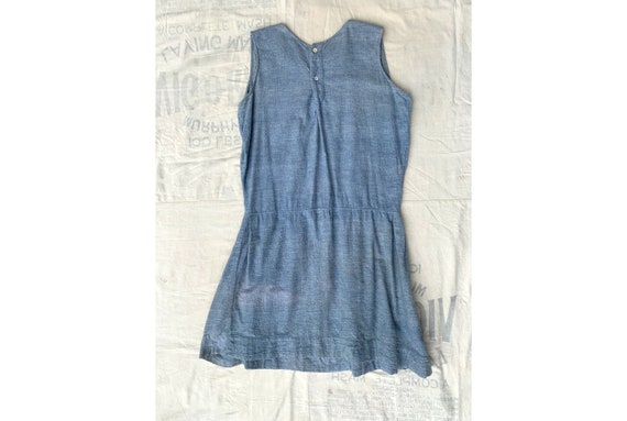 Antique Early Vintage 1920's 1930's Blue Cotton Fl