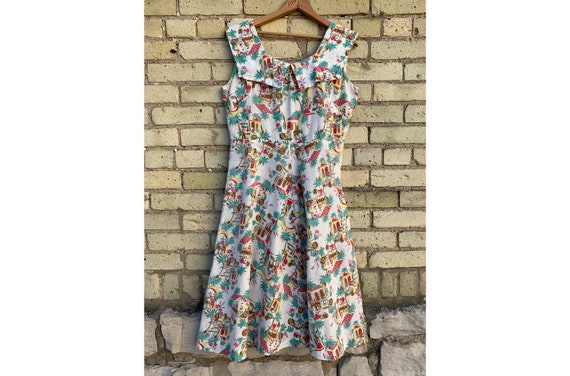 Vintage 1930's 1940's Novelty Print Cotton Summer