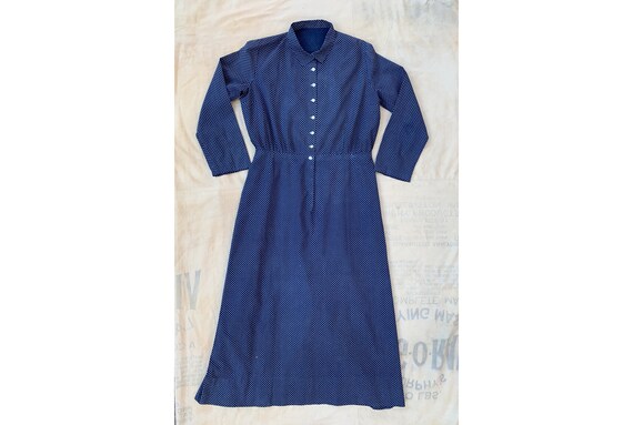 Antique 1890s 1900s Blue Calico Floor Length Dress
