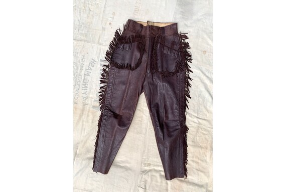 Vintage 1940's Brown Leather High Waist Fringe Pan