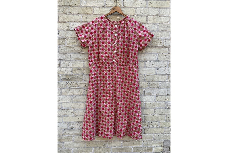 Vintage 1930's 1940's Red Plaid Feed Sack Dress Hand | Etsy
