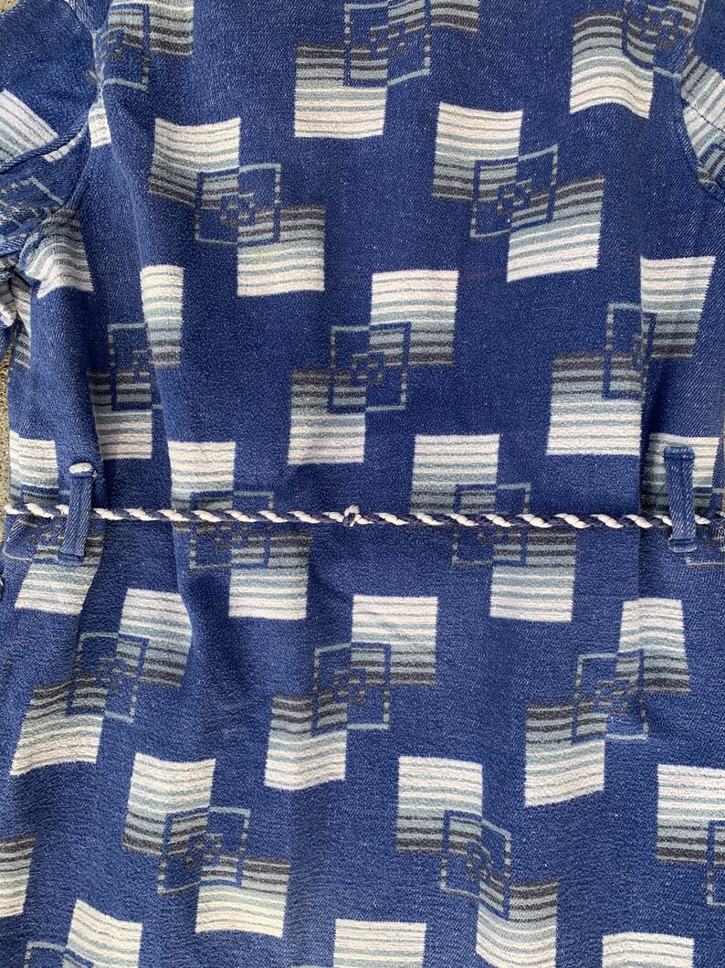 Vintage 1930/'s Blue Abstract Beacon Robe by Brent Belted Loungewear 30/'s Deco Unisex Adults Smoking Jacket