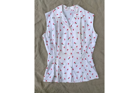 Vintage 1930's Early 1940's Button Up Blouse, Summ