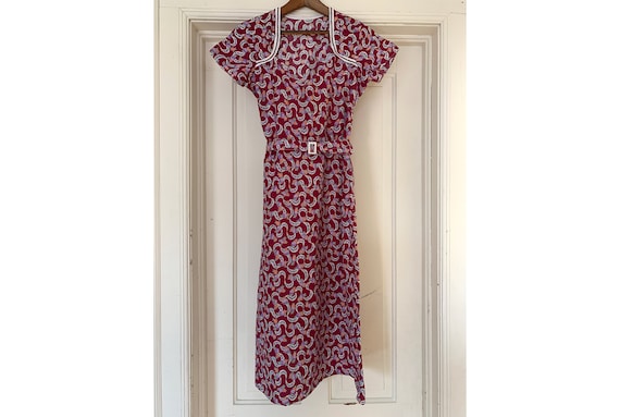 Vintage 1930's 1940's Floral Purple Day Dress, Wom