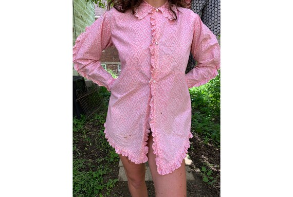 Antique 1900's Red Calico Cotton Ruffled Maternity