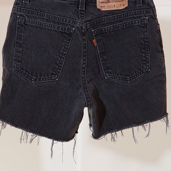 vintage levi brand black cut offs made in usa summer shorts womens
