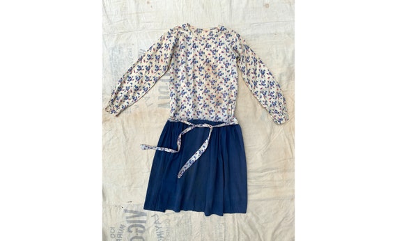 Vintage 1930's Drop Waist Floral Long Sleeve Dress