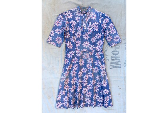 Rare Vintage 1930's Floral Daisy Print Pastel Pink