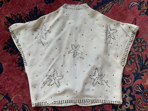 Vintage 1930's Rhinestone and Crepe Top / Open Bl… - image 5