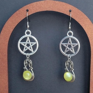 Vintage Pentacle Drop Earrings: Witch Charm Jewelry