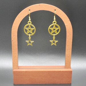 Pentacle Star Earrings | Dangle Earrings | Gold Pentacle Star Earrings