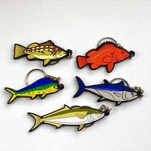 New on Etsy! Saltwater Fish Keychain - Bluefin Tuna, Yellowtail, Dorado, Calico Bass, Rockfish