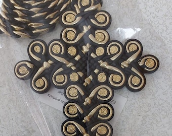 Handmade Coptic Cross Necklace – Black & Gold Braided Leather Orthodox Christian Cross, Egyptian Monastery Religious Gift