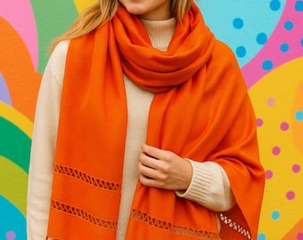 Handwoven Egyptian Cotton Scarf – Naqada Shawl, Lightweight Boho Wrap, Handmade Summer Scarf, Beach Cover Up, Gift for Women