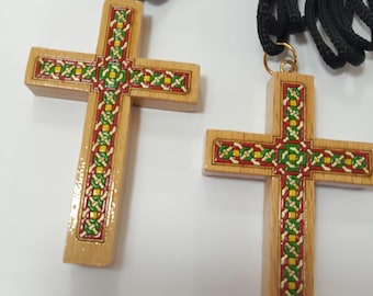 Handmade Beech Wood Coptic Cross Necklace – Yuta Art Orthodox Christian Pendant, Egyptian Religious Gift