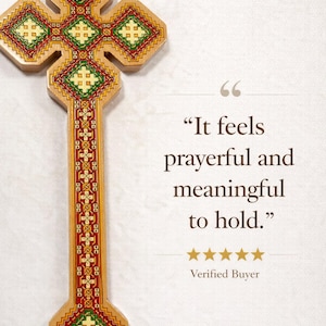 Handmade Coptic Yota Cross, Beech Wood Orthodox Cross, Christian Religious Gift, Monastery Made, Egyptian Wall Decor