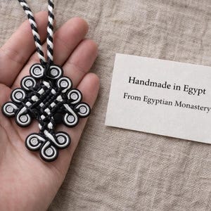Collana con croce copta in pelle fatta a mano – Regalo di Pasqua ortodossa – Ciondolo monastico cristiano – Gioielli religiosi per uomini e donne